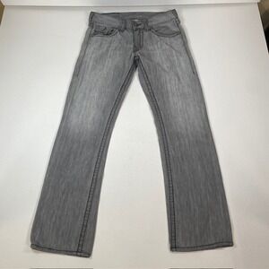 True Religion Jeans Mens‎ Size 31 Gray Bootcut Distressed Made in USA Denim